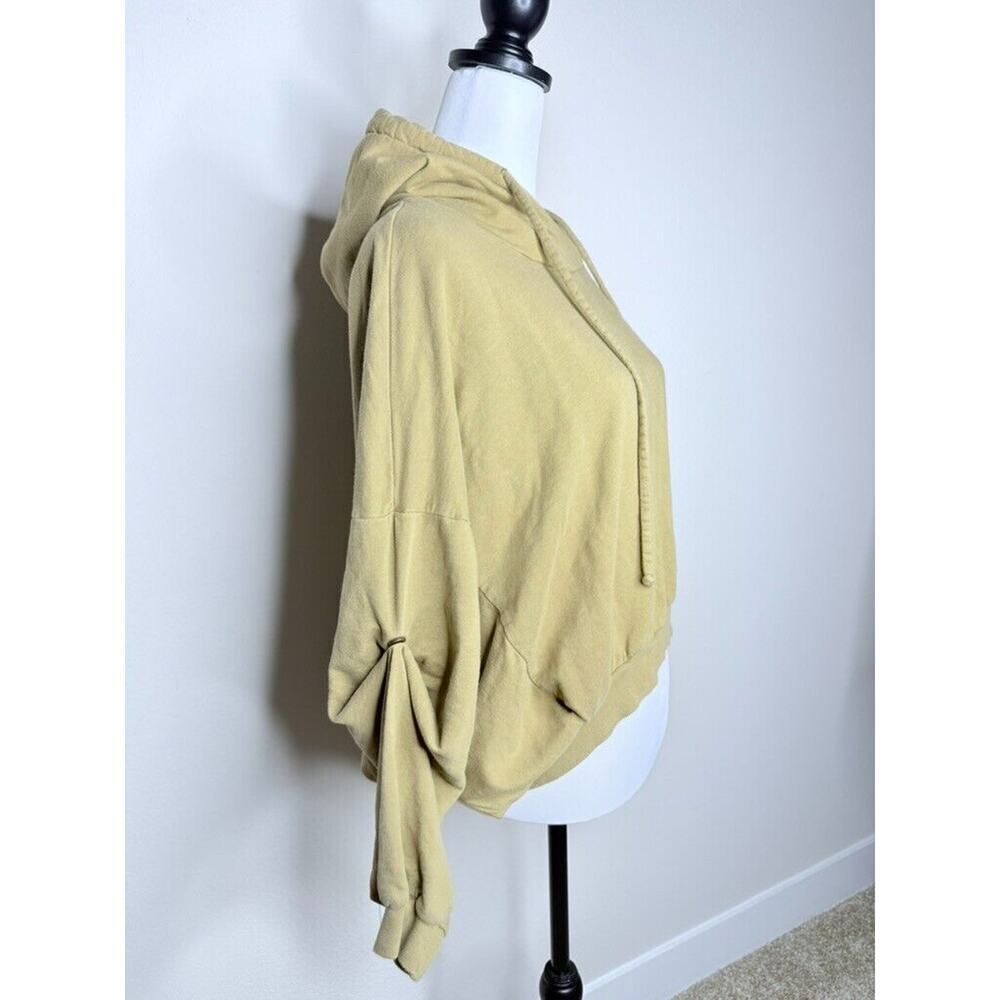 YOUNG FABULOUS BROKE Hoodie Pullover Cropped Womens M/L Green Snap Sleeve - Picture 3 of 7